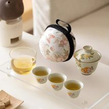 Gras- und Asche-Reise-Teeservice aus Keramik für den Außenbereich, tragbar, schnell, Kundenbecher, goldene Guifu-Karpfen, tragbare Teeschale
