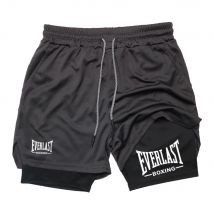 Pantalones cortos de gimnasia de compresión para hombre, pantalones deportivos estampados EVERLAST, doble capa, secado rápido, baloncesto, músculo, fitness RL0365