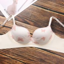 Französischer Spitzen-BH für Damen, Push-Up, ohne Bügel, bequeme BHs, Anti-Durchhängen, tiefer V-Ausschnitt, Schmetterlings-Design, Alltagskleidung, leicht gefüttert