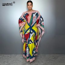 WINYI fashion Pleated Elastic loose dress holiday beach cover up maxi kaftan abaya dubai luxury party dresses boho evening dress