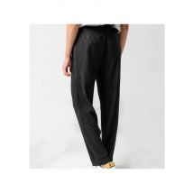 Miyake Men's Pleated Drape Straight Leg Pants New Japanese Simple Loose Casual Stretch Pants Street Time Office Commuter Wear
