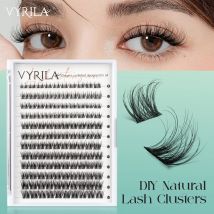 VYRILA Lash Clusters 0.05mm Individual Lashes 3D Wispy Lash Extension 0.1mm Super Thin Band Natural Lashes 8-16mix Lashes