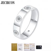 Jecircon einfache 7 Diamantring für Frauen Sterling Silber Moissan ite Platin Diamant Ring Licht Luxus einfache Paar Schmuck