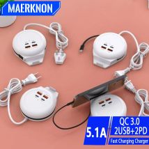 USB Typ C 4-in-1 USB HUB 5,1 A Schnelllade-Handy-Wandladegerät-Adapter für iPhone Huawei Xiaomi Ladedockingstation