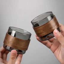 1 stücke Wärme-beständig Glas Tee Tasse Set Mit Verbrühungen Beweis Holz Halter Klar Kungfu Tee Master Tasse Hause kaffee Espresso Becher