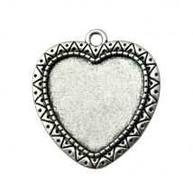 WYSIWYG 4pcs 25mm Inner Size 2 Colors Antique Bronze Antique Silver Color Heart Shape Cameo Cabochon Base Setting Charms Pendant