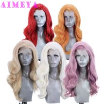 Aimeya platin blonde synthetische Spitze Front Perücken für Frauen natürliche Welle synthetische Haar Perücke natürliche Haaransatz Cosplay Perücken