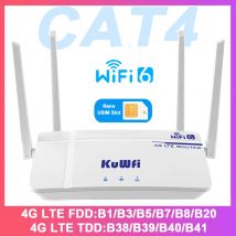 KuWFi 4G CAT4 LTE Router 300 Mbit/s Wireless WiFi6 Router 4G Modem RJ45 Port Nano USIM Slot Externe Antenne Unterstützung für 10 Benutzer