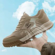 Männer Mode atmungsaktive Stahlkappe Abdeckungen Arbeitsschuhe Air Mesh Sommer Sicherheitsstiefel Arbeiter Sicherheit Turnschuhe Schutzschuhe Mann