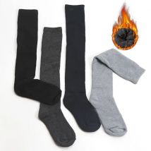 Calzini lunghi da uomo invernali al ginocchio, alti, solidi, da lavoro, morbidi ed elastici, per abiti da festa, calze formali da gentiluomo, per tenere al caldo i calzini al polpaccio ispessiti