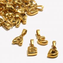 EBbelle Mini Bubble 26 Ciondolo con lettere Ciondoli in acciaio inossidabile senza appannamento Accessori portachiavi placcati in oro 18 carati per gioielli