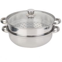Stainless Steel Cookware 27cm/11in 2-Layer Steamer Pot Cooker Double Boiler Soup Steaming Pot Kitchenware Kitchen Supplies