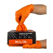 8Mil Thick Orange Nitrile Gloves Disposable Heavy Duty Industrial Gloves with 3D Diamond Textured Grip Mechanic Auto Work Gloves