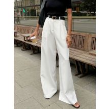 Bornladies Weiße Lose Hosen frauen 2025, Herbst/Winter Neue Hohe Taille Büro Dame Breite Bein Hosen Temperament Casual hosen