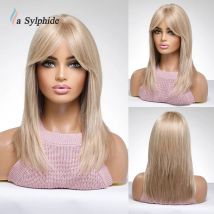 La Sylphide kurze blonde Perücke mit Knall niedlichen Perücke Cosplay Perücken synthetisches Haar Frauen Party kleider versand kostenfrei High Density Faser