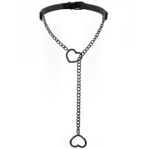 Heart Slip Chain Y Necklace Black leather Choker Collar For Women Goth Fashion Punk Jewelry