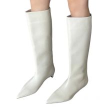 Pointed Toe Women's Knee-high Boots High Quality Slip-on Designer High Heels 2025Fashion PU Leather Women's Trendy Chelsea Boots