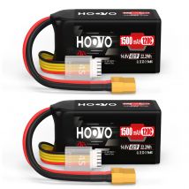HOOVO 2 pezzi Lipo RC batteria 4S 14.8V 120C 1500mAh batterie Lipo con spina XT60 batteria per FPV Quadcopter FPV 250S Mini Drone