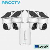 Kit de cámara solar wifi ARCCTV de 4 MP para exteriores, cámara de vigilancia inalámbrica de seguridad, sirena, alarma, detección de humanos, audio bidireccional