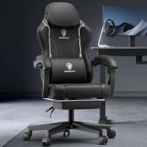 Dowinx Gaming-Stuhl mit Taschenfederkissen, ergonomischer Gaming-Stuhl mit Massage-Lendenwirbelstütze und Fußstütze für Erwachsene