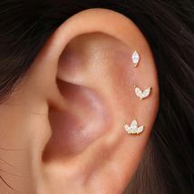 316 Edelstahl Knorpel Piercing Ohrringe Set Für Frauen Mini Zirkon Krone Helix Tragus Stud Ohrring Modeschmuck 3 stücke