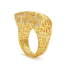 IVOG Hollow Design Zircon Inlay Ring For Women Brass Gold Color Fashion Jewelry Party Gift Accessories Anillos Mujer