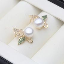 Kleine natürliche weiße Süßwasser-Ohrstecker mit Perlen, Blumen-Silber-925-Perlenohrringe, Schmuck, Ehefrau, Geburtstagsgeschenk, Rosa, Schwarz