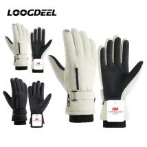 LOOGDEEL Rutschfeste warme Vollfinger Sport Laufen Motorrad Ski Touchscreen Fleece Herren Winter wasserdichte Fahrradhandschuhe