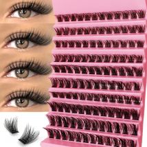 Wimperncluster, 120 Stück, Cluster-Wimpern, 8–16 mm, dünne Einzelwimpernverlängerungen, natürliches Aussehen, D-Locken, flauschige Cluster-Wimpern