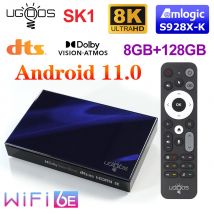 UGOOS-Dispositivo de TV inteligente SK1, decodificador con Android 11,0, Amlogic S928X-K, LPDDR4, 8G128G, supodrt, Dolby Vision/Audio/ATMOS, DTS, HD, Widevine L1, WiFi6, 1000M, BT
