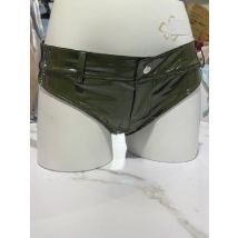 Frauen Shorts ultra niedrige Taille sexy T-Schritt Dreieck Pu Leder Jeans helle Lack leder PVC Straße tragen kleine Boxer Hot pants
