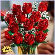 Bloques de construcción, regalo del Día de San Valentín para mujeres/hombres, para decoración del hogar, regalos para aniversario, ramo de rosas romántico de 968 piezas