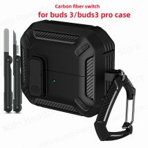 2-in-1-Sicherheitsschloss-Abdeckung aus Kohlefaser für Samsung Galaxy Buds3 FE Buds3 Buzz 3 Pro Hülle mit Reinigungsset Buds3 Ohrhörerhülle