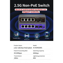 Hisource 2.5G 4 8 Port Ethernet Switch  None POE Networck Switch uplink 2*10G Port for IP Camera/Wireless AP