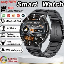 Nuovo DT M5 Smart Watch Memoria da 4 GB Schermo HD da 1,43 pollici Album fotografico integrato Album locale Video Modalità sportiva Chiamata Bluetooth Smartwatch