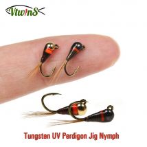 Vtwins 10PCS Fast Sinking Tungsten Bead Head Jig Nymph Perdigon Euro Wet Nymph forelle Steelhead Bass Fishing FliesTackle