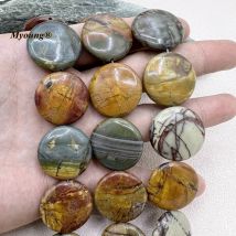 25mm runde natürliche Picasso Jaspers Slice Stone Anhänger Perlen für DIY Schmuck herstellung my230526