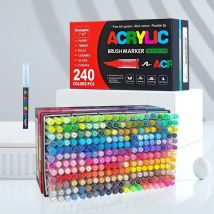 GN 120-240 Farben Acryl-Marker, Weiche Pinselspitzen-Stifte Acrylfarben-Stifte für Holz, Steinmalerei DIY Bastelbedarf Kunstbedarf