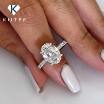 Anello di fidanzamento in moissanite con taglio ovale per donna S925 Silver1/2/3/4 carati Fedi nuziali con diamanti Halo nascosto con certificati