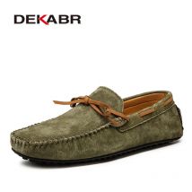DEKABR Casual Männer Echtes Leder Schuhe Sommer Atmungs Grün männer Müßiggänger Leder Schuhe Sapato Masculino Zapatos Hombre