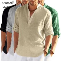 Herbst Herren Langarm T-Shirts einfarbig lose lässige Tops atmungsaktives leichtes Hemd Männer Baumwolle Herren Designer Streetwear