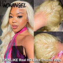 Wow Angel Real HD Lace Frontal Wig 250% 13x4 HD Lace Front Human Hair Wig 613 Blonde Body Wave Wigs HD Lace Closure Wig Glueless