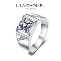 Valentine's Day PT950 Platinum Men Wedding Band 1/2CT Moissanite Diamond Engagement Boyfriend Birthday Gift 18K White Gold Rings