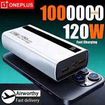 Oneplus 1000000mAh Large Capacity Power Bank Digital Display Mobile Power Bank 120w Fast Charging  LED Display Portable Charger