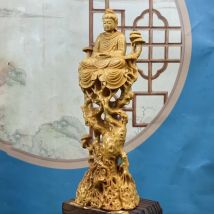 Holzschnitzerei Guanyin – Shakyamuni Buddha, dekorative Statue, Holzbaumrebe, Kunstschnitzerei, Heimdekoration, Figuren, Feng Shui-Statue