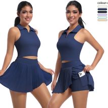 Yoga Anzug Sport Set Sexy Atmungsaktiv Schnell Trocknend Sport Büstenhalter Tennis für Frauen Dance Fitness Solide Sport Röcke Weibliche