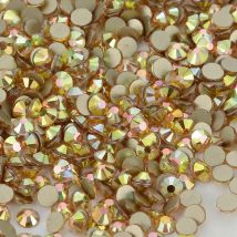 SS3-SS60 Metallo Luce solare Vetro Flatback Strass Glitter Base oro Non Hotfix Strass Strass per la decorazione del vestito artigianale fai da te