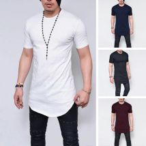 Trendy Männer T-shirt Unregelmäßigen Saum Männer Sommer T-shirt Slim Fit Rundhals Männer Sommer T-shirt Match Hosen