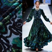 Hochwertige afrikanische Vergoldungsschnur-Spitze-Seidenstoffe zum Nähen von schwärzlichem Grün, 100 % Seiden-Samtstoff, breit, 1,4 x 1 m, Blumen-Gewebekleid