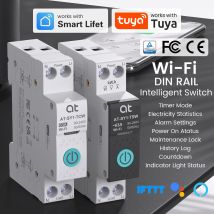 TUYA WIFI Smart Circuit Breaker Misurazione della potenza 1P 63A Guida DIN per Smart Home, Casa Intelligente Telecomando senza fili Smart Switch tramite APP ATELE